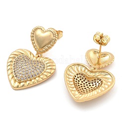 Серьги-гвоздики с прозрачным паве из латуни с кубическим цирконием EJEW-U005-06G