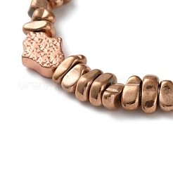 Гальванизированные немагнитные гематитовые чипсы эластичные браслеты для мужчин и женщин BJEW-G728-04