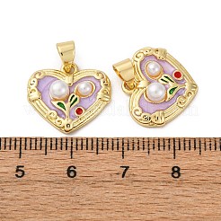 Подвески из латуни с цветочной эмалью KK-D390-17G-04