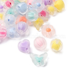 100шт 5 стиля матовые прозрачные акриловые бусины&nbsp;OACR-FP0001-22