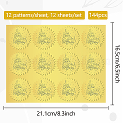 12 лист самоклеящихся наклеек с тиснением золотой фольги&nbsp;DIY-WH0451-023