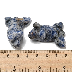 Резные фигурки целебных золотых рыбок из натуральной голубой пятнистой яшмы&nbsp;DJEW-D012-08J