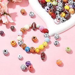 Наборы для самостоятельного изготовления браслетов из акриловых бусин на спортивную тематику&nbsp;DIY-YW0010-96