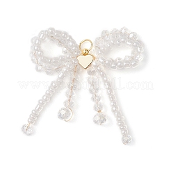 3 шт. бант из стеклянных бусин с подвесками в виде сердечек&nbsp;PALLOY-MZ01162