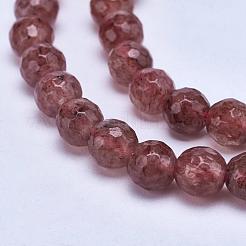 Натуральный клубничный нити кварца шарик&nbsp;G-P213-09-6mm