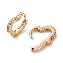 Латунные микро проложить серьги обруча кубического циркония EJEW-C073-42KCG