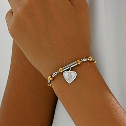 Браслеты из нержавеющей стали 201 с подвесками в виде сердца и святого Бенедикта&nbsp;WP9367-2