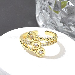 Латунные кольца из манжеты с прозрачным цирконием&nbsp;RJEW-M029-02G