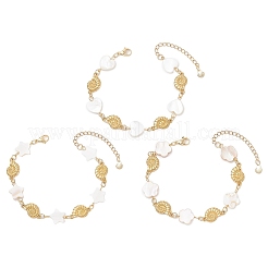 3 шт. 3 стиля бусин из натуральных пресноводных ракушек и соединительные звенья из нержавеющей стали 304 для женщин BJEW-JB12216