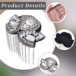 Железная цепочка с кисточкой из цветочного железа и эполетами из стразов&nbsp;AJEW-WH20006-326B-P