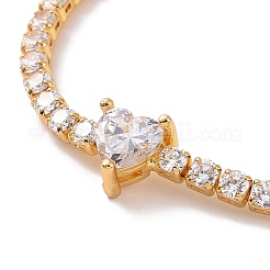 Теннисный браслет из прозрачного кубического циркония с сердцем BJEW-E015-03G