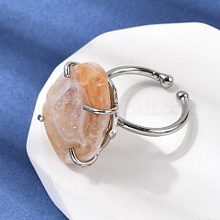 Открытые кольца-манжеты из натурального друзового агата RJEW-A084-01P