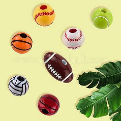 140 шт. 7 вида спортивных непрозрачных акриловых бусин MACR-PA0001-08