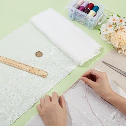 3 ярд хлопкового кружева с вышитыми цветами OCOR-BC0007-44