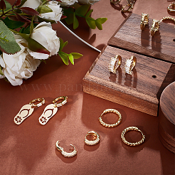 4 пара 4-х стилевых прямоугольных серег-колец с прозрачным кубическим цирконием&nbsp;EJEW-BBC0001-19