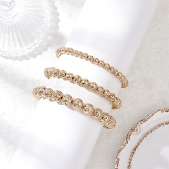 3 шт. 3 стиля гальванизированные натуральные лавовые камни круглые бусины эластичные браслеты для женщин и мужчин BJEW-JB11982