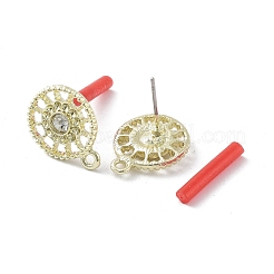 Покрытие стойки золотым сплавом с фурнитурой для сережек-пусетов со стразами EJEW-B036-02G-09