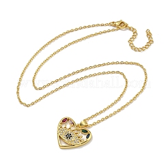 Ожерелья с подвеской в виде персикового сердца из латуни для женщин с цветным кубическим цирконием&nbsp;LS-NJEW-Q346-04G-02