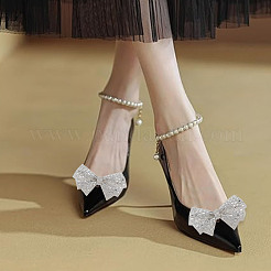 4 шт. 2-х цветный бант из стразов для украшения обуви AJEW-HY0001-78