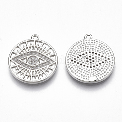 Латунные микропаве прозрачные подвески с фианитом&nbsp;KK-S356-037P-NF