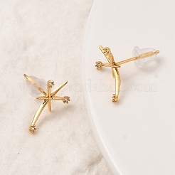 Серьги-гвоздики из латуни с прозрачным фианитом и прозрачным фианитом&nbsp;EJEW-C158-02G