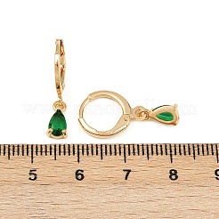 Серьги-кольца в форме слезы с микропаве из кубического циркония из латуни&nbsp;EJEW-K309-18G-02