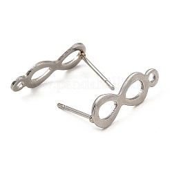 Фурнитура для сережек-гвоздиков из нержавеющей стали 201 в форме бесконечности STAS-Q251-06P