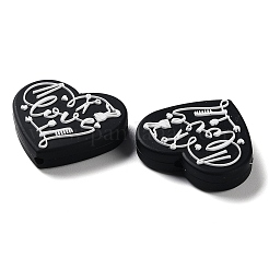 Пищевое сердце с силиконовыми фокальными бусинами со словом «любовь»&nbsp;LS-SIL-NH0001-01A