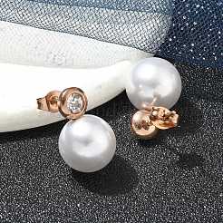 Круглые серьги-гвоздики из нержавеющей стали 304 с ионным покрытием (IP) EJEW-C099-17E