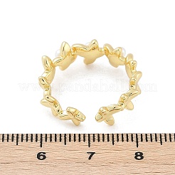 Цветочные латунные открытые манжеты для женщин&nbsp;LS-RJEW-R011-09G-01