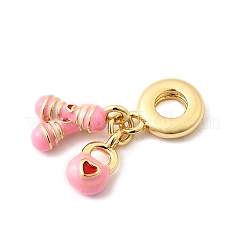 Латунные розовые эмалевые европейские подвески KK-F904-24G
