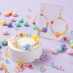 380шт клубника и круглые акриловые бусины с 1 роликами прозрачной эластичной кристаллической нити&nbsp;DIY-LS0001-08