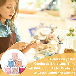 30м 6-х цветная полиэстеровая кружевная отделка в виде сороконожки OCOR-PH0002-24