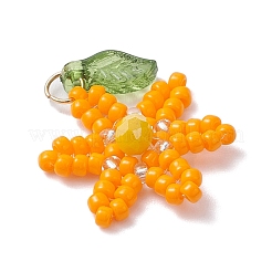 Подвески-цветы из стеклянных бусинок&nbsp;PALLOY-TA00345-02