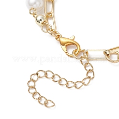 Многорядные браслеты из цепочек-скрепок из АБС-пластика с имитацией жемчуга и латуни для женщин BJEW-JB12889