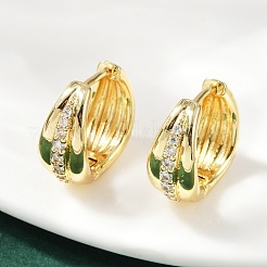 Серьги-кольца из латуни с микропаве из кубического циркония для женщин EJEW-L299-06G