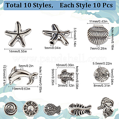 100 шт. 10 бусины из сплава в тибетском стиле с тематикой океана&nbsp;FIND-SC0008-58