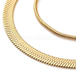 Ожерелья из двухслойной круглой цепочки-змейки и цепочки-елочки из нержавеющей стали 304 для женщин&nbsp;LS-NJEW-G140-16A-G