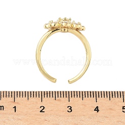 Кольца-манжеты из цветочной латуни с микропаве из кубического циркония для женщин RJEW-A069-01B-G