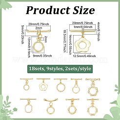 18 шт. 9-х стилевые латунные застежки-тоглы&nbsp;KK-ME0003-86