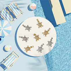 8шт 2 цвета латунные микропаве прозрачные кубические циркониевые подвески&nbsp;KK-DC0003-85