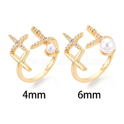 Крестообразные латунные микропаве кубические цирконии чашки колец оправы KK-N274-04G