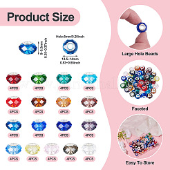 68 шт. 17-х цветные прозрачные стеклянные европейские бусины GPDL-SW0001-02