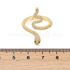 Кольца-манжеты из змеиной латуни с микропаве из прозрачных кубических цирконий для женщин&nbsp;RJEW-G343-28G