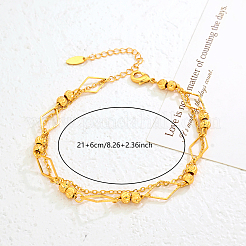 Винтажные пляжные двухслойные браслеты на ногу из латунной цепочки с ромбами для женщин&nbsp;JU2009