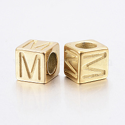 Европейские бусины с большими отверстиями из нержавеющей стали 304 STAS-H428-01G-M