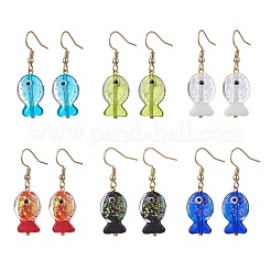 6 пара серег-рыбок из фольги ручной работы&nbsp;EJEW-JE06651