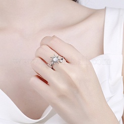 Вращающееся открытое кольцо «кошачий глаз» с фианитами&nbsp;RJEW-Q776-01G-03