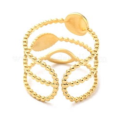 Кольцо-манжета из нержавеющей стали 304 с конским глазом и плоским круглым открытым кольцом для женщин RJEW-C016-29G