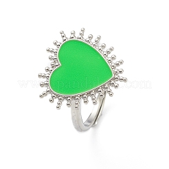 Регулируемое кольцо с печаткой в форме сердца из эмали&nbsp;RJEW-K240-01P